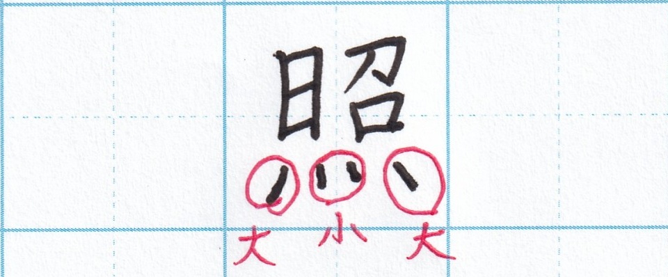「照」の４つの点の大きさ