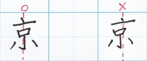 左右対称の字の書き方「京」