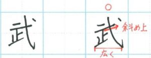 「武」線をななめ右下に