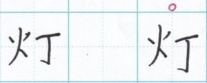 へんとつくりの高さを変える「灯」